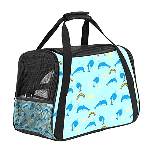 Tragbare Haustier-Reisetasche, von Fluggesellschaften zugelassene Duffle-Taschen für Katzen, Hunde, Kaninchen, mit weichem Wal- und Regenbogenmuster-Druck von ZORE_FINE5