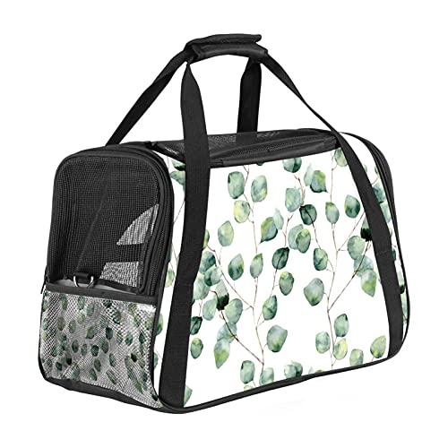 Tragbare Haustier-Reisetasche, von Fluggesellschaften zugelassene Duffle-Taschen für Katzen, Hunde, Kaninchen, mit weichen Seiten, Aquarell-grünem Blättermuster-Druck von ZORE_FINE5