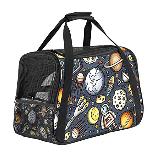 Tragbare Haustier-Reisetasche, von Fluggesellschaften zugelassene Duffle-Taschen für Katzen, Hunde, Kaninchen, mit weichen Seiten, Cartoon-Galaxie-Weltraum-Astronauten-Druck von ZORE_FINE5