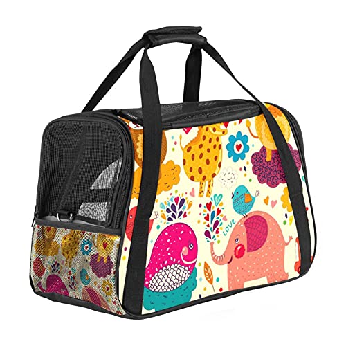 Tragbare Haustier-Reisetasche, von Fluggesellschaften zugelassene Duffle-Taschen für Katzen, Hunde, Kaninchen, mit weichen Seiten, Cartoon-Tier, Liebe, Vögel, Elefant, Löwe, Bär. von ZORE_FINE5