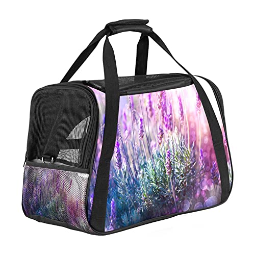 Tragbare Haustier-Reisetasche, von Fluggesellschaften zugelassene Duffle-Taschen für Katzen, Hunde, Kaninchen, mit weichen Seiten, Lavendel-Blumendruck. von ZORE_FINE5