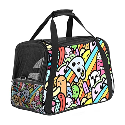 Tragbare Haustier-Reisetasche, von Fluggesellschaften zugelassene Duffle-Taschen für Katzen, Hunde, Kaninchen, mit weichen Seiten, Regenbogen-Becher-Aufdruck von ZORE_FINE5