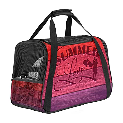 Tragbare Haustier-Reisetasche, von Fluggesellschaften zugelassene Duffle-Taschen für Katzen, Hunde, Kaninchen, mit weichen Seiten, Sommer-Love-Aufdruck von ZORE_FINE5