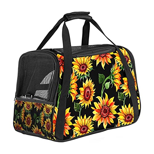 Tragbare Haustier-Reisetasche, von Fluggesellschaften zugelassene Duffle-Taschen für Katzen, Hunde, Kaninchen, mit weichen Seiten, Wildblumen-Aufdruck von ZORE_FINE5