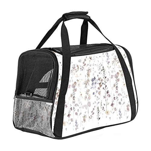 Tragbare Haustier-Reisetasche, von Fluggesellschaften zugelassene Duffle-Taschen für Katzen, Hunde, Kaninchen, mit weichen Seiten, braunes Blumenmuster von ZORE_FINE5