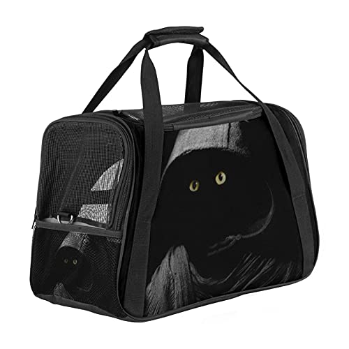 Tragbare Haustier-Reisetasche, von Fluggesellschaften zugelassene Duffle-Taschen für Katzen, Hunde, Kaninchen, mit weichen Seiten, dunkler Nachtschwarzer Aufdruck von ZORE_FINE5