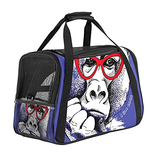 Tragbare Haustier-Reisetasche, von Fluggesellschaften zugelassene Duffle-Taschen für Katzen, Hunde, Kaninchen, mit weichen Seiten, lustiger Gorila-Affen-Aufdruck von ZORE_FINE5