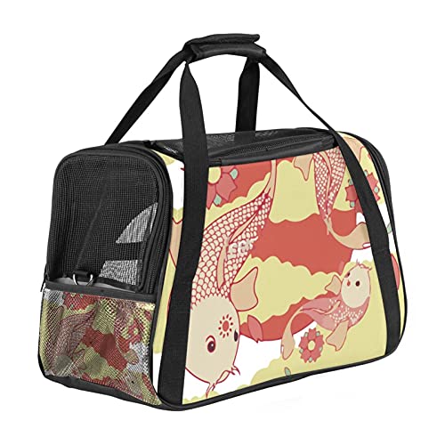 Tragbare Haustier-Reisetasche, von Fluggesellschaften zugelassene Duffle-Taschen für Katzen, Hunde, Kaninchen, mit weichen Seiten, niedlichem Koi-Familien-Aufdruck von ZORE_FINE5