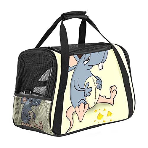 Tragbare Haustier-Reisetasche, von Fluggesellschaften zugelassene Duffle-Taschen für Katzen, Hunde, Kaninchen, mit weichen Seiten, niedlichem Tier-Maus, Ratten-Druck von ZORE_FINE5