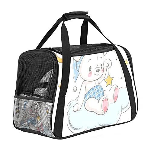 Tragbare Haustier-Reisetasche, von Fluggesellschaften zugelassene Duffle-Taschen für Katzen, Hunde, Kaninchen, mit weichen Seiten, niedlichem Träumender Bär, Cartoon-Druck von ZORE_FINE5