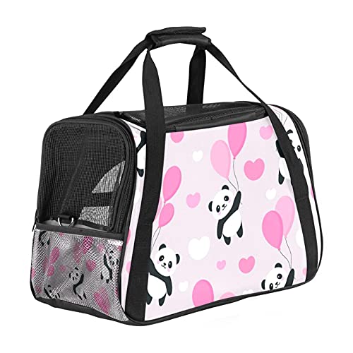 Tragbare Haustier-Reisetasche, von Fluggesellschaften zugelassene Duffle-Taschen für Katzen, Hunde, Kaninchen, mit weichen Seiten Panda und rosa Ballondruck. von ZORE_FINE5