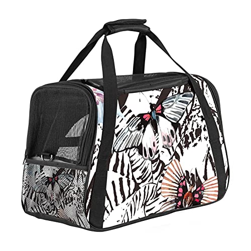 Tragbare Haustier-Reisetasche, von Fluggesellschaften zugelassene Duffle-Taschen für Katzen, Hunde, Kaninchen, mit weicher Tinte, Schmetterlingsmuster-Druck von ZORE_FINE5