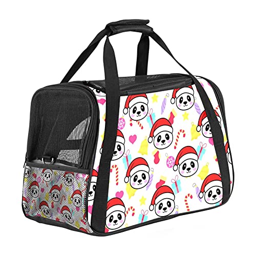 Tragbare Haustier-Reisetasche, von Fluggesellschaften zugelassene Duffle-Taschen für Katzen, Hunde, Kaninchen mit weichem Panda-Aufdruck in Weihnachtsmütze von ZORE_FINE5