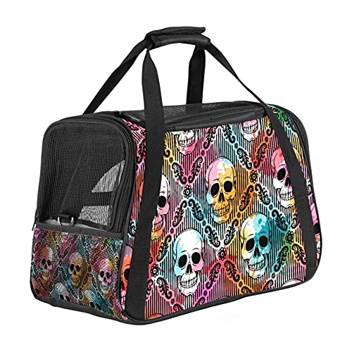 Tragbare Haustier-Reisetasche, von Fluggesellschaften zugelassene Duffle-Taschen für Katzen, Hunde, Kaninchen mit weichem Totenkopf-Aufdruck von ZORE_FINE5