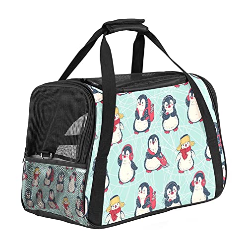 Tragbare Haustier-Reisetasche, von Fluggesellschaften zugelassene Duffle-Taschen für Katzen, Hunde, Kaninchen mit weichem Winter-Pinguin-Muster bedruckt von ZORE_FINE5