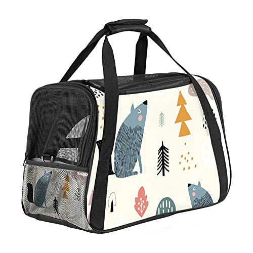 Tragbare Haustier-Reisetasche, von Fluggesellschaften zugelassene Duffle-Taschen für Katzen, Hunde, Kaninchen mit weichem Wolfsdruck von ZORE_FINE5