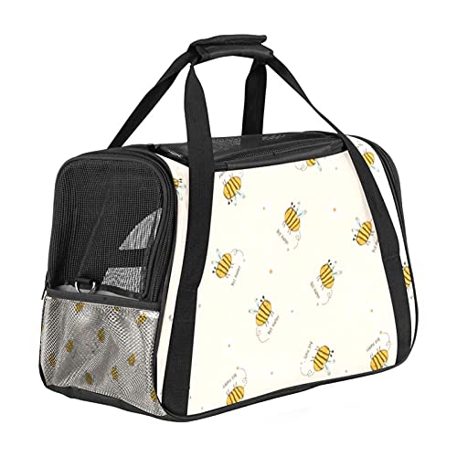 Tragbare Haustier-Reisetasche, von Fluggesellschaften zugelassene Duffle-Taschen für Katzen, Hunde, Kaninchen mit weichen Seiten, Bienen- und Gänseblümchen-Aufdruck von ZORE_FINE5