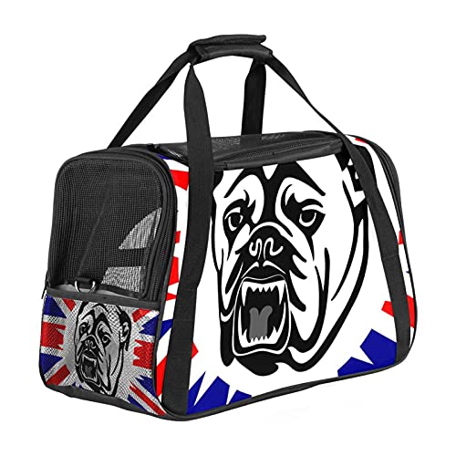 Tragbare Haustier-Reisetasche, von Fluggesellschaften zugelassene Duffle-Taschen für Katzen, Hunde, Kaninchen mit weichen Seiten, Bulldogge, England-Flagge von ZORE_FINE5