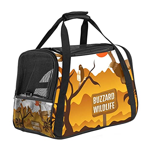 Tragbare Haustier-Reisetasche, von Fluggesellschaften zugelassene Duffle-Taschen für Katzen, Hunde, Kaninchen mit weichen Seiten, Buzzard, Wildtiere, Vögel, Sonnenuntergang von ZORE_FINE5