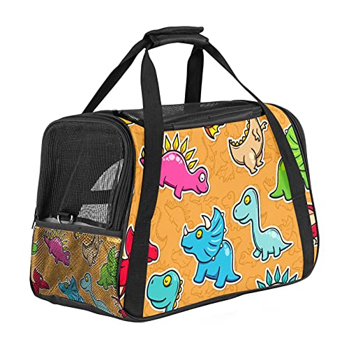 Tragbare Haustier-Reisetasche, von Fluggesellschaften zugelassene Duffle-Taschen für Katzen, Hunde, Kaninchen mit weichen Seiten, Dinosaurier-Aufdruck von ZORE_FINE5