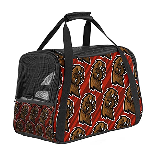 Tragbare Haustier-Reisetasche, von Fluggesellschaften zugelassene Duffle-Taschen für Katzen, Hunde, Kaninchen mit weichen Seiten, Grizzly-Bär-Aufdruck von ZORE_FINE5