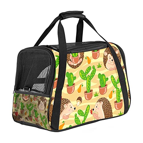 Tragbare Haustier-Reisetasche, von Fluggesellschaften zugelassene Duffle-Taschen für Katzen, Hunde, Kaninchen mit weichen Seiten, Igel und Kaktus-Aufdruck von ZORE_FINE5