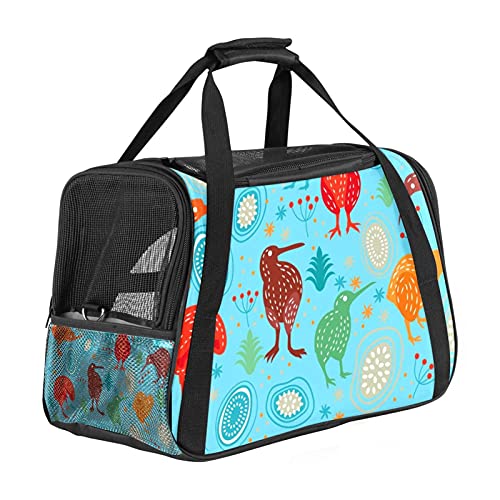 Tragbare Haustier-Reisetasche, von Fluggesellschaften zugelassene Duffle-Taschen für Katzen, Hunde, Kaninchen mit weichen Seiten, Kiwi-Vogel-Motiv, Blau mit Tierdruck von ZORE_FINE5