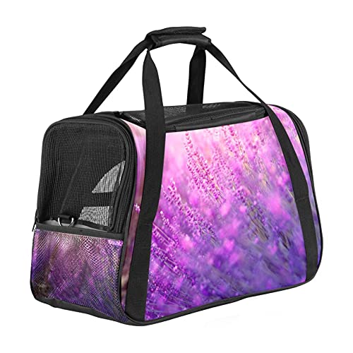 Tragbare Haustier-Reisetasche, von Fluggesellschaften zugelassene Duffle-Taschen für Katzen, Hunde, Kaninchen mit weichen Seiten, Lavendelblüten, Blumendruck. von ZORE_FINE5