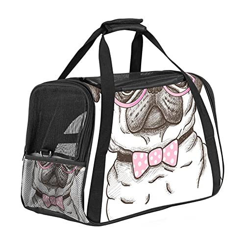 Tragbare Haustier-Reisetasche, von Fluggesellschaften zugelassene Duffle-Taschen für Katzen, Hunde, Kaninchen mit weichen Seiten, Mops und Tierdruck von ZORE_FINE5