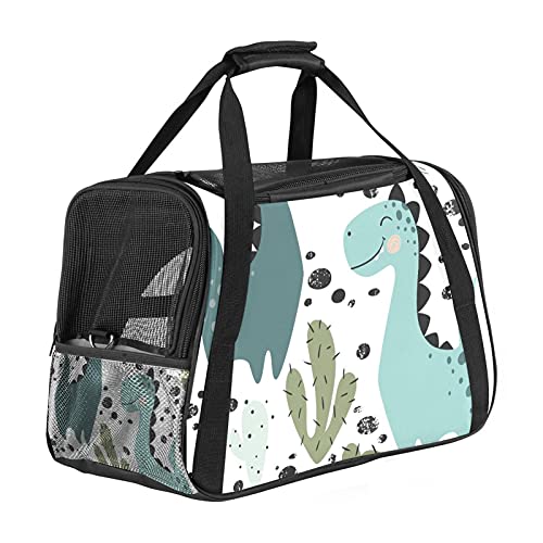 Tragbare Haustier-Reisetasche, von Fluggesellschaften zugelassene Duffle-Taschen für Katzen, Hunde, Kaninchen mit weichen Seiten, Sweet Dino mit Kaktus-Aufdruck von ZORE_FINE5