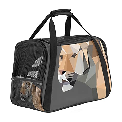 Tragbare Haustier-Reisetasche, von Fluggesellschaften zugelassene Duffle-Taschen für Katzen, Hunde, Kaninchen mit weichen Seiten, Tiger, niedriger Poly-Raubtier-Druck von ZORE_FINE5