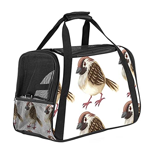 Tragbare Haustier-Reisetasche, von Fluggesellschaften zugelassene Duffle-Taschen für Katzen, Hunde, Kaninchen mit weichen Seiten, Vogel nahtloser Musterdruck von ZORE_FINE5