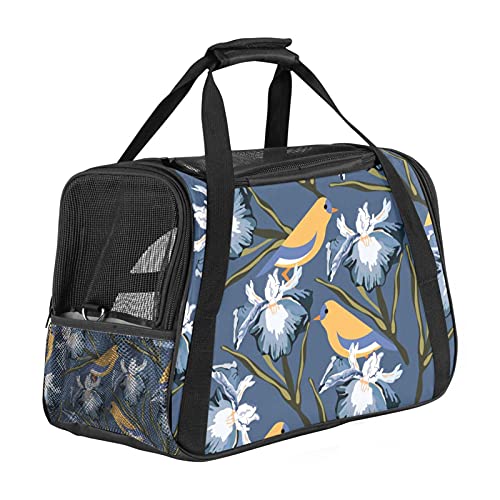 Tragbare Haustier-Reisetasche, von Fluggesellschaften zugelassene Duffle-Taschen für Katzen, Hunde, Kaninchen mit weichen Seiten, Vogel- und Blumendruck. von ZORE_FINE5