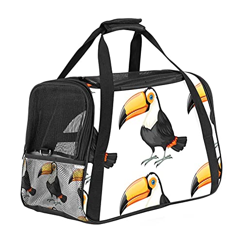 Tragbare Haustier-Reisetasche, von Fluggesellschaften zugelassene Duffle-Taschen für Katzen, Hunde, Kaninchen mit weichen Seiten, Vogel weiß bedruckt von ZORE_FINE5