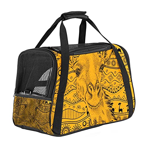 Tragbare Haustier-Reisetasche, von Fluggesellschaften zugelassene Duffle-Taschen für Katzen, Hunde, Kaninchen mit weichen Seiten, afrikanischer Giraffe, Ethno-Druck von ZORE_FINE5