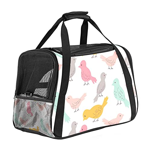 Tragbare Haustier-Reisetasche, von Fluggesellschaften zugelassene Duffle-Taschen für Katzen, Hunde, Kaninchen mit weichen Seiten, buntem Vogel-Aufdruck von ZORE_FINE5