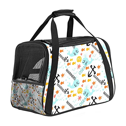 Tragbare Haustier-Reisetasche, von Fluggesellschaften zugelassene Duffle-Taschen für Katzen, Hunde, Kaninchen mit weichen Seiten, buntes Tiermotiv, nahtloses Muster von ZORE_FINE5