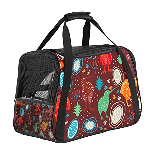 Tragbare Haustier-Reisetasche, von Fluggesellschaften zugelassene Duffle-Taschen für Katzen, Hunde, Kaninchen mit weichen Seiten, kiwi-Vogel-Motiv, roter Tierdruck von ZORE_FINE5