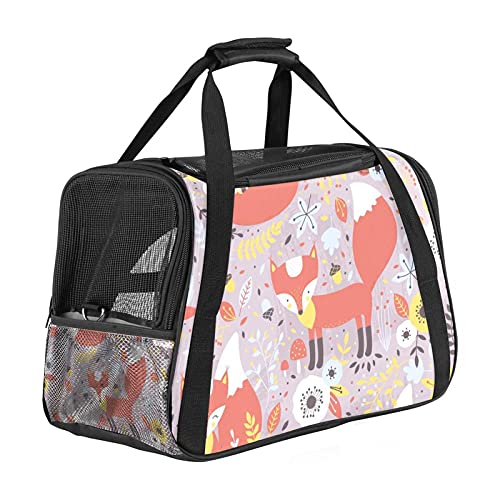 Tragbare Haustier-Reisetasche, von Fluggesellschaften zugelassene Duffle-Taschen für Katzen, Hunde, Kaninchen mit weichen Seiten, nahtloser Fuchsmuster-Druck von ZORE_FINE5