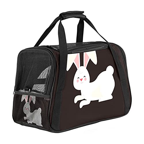 Tragbare Haustier-Reisetasche, von Fluggesellschaften zugelassene Duffle-Taschen für Katzen, Hunde, Kaninchen mit weichen Seiten, niedliches Kaninchen-Muster bedruckt von ZORE_FINE5