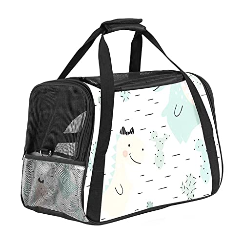 Tragbare Haustier-Reisetasche, von Fluggesellschaften zugelassene Duffle-Taschen für Katzen, Hunde, Kaninchen mit weichen Seiten, skandinavischer niedlicher Dinosaurier-Druck von ZORE_FINE5