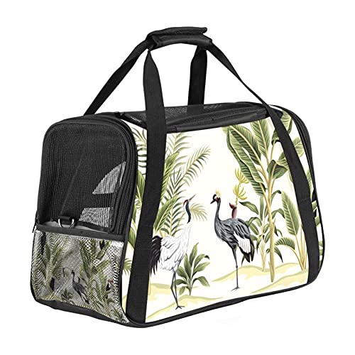 Tragbare Haustier-Reisetasche, von Fluggesellschaften zugelassene Duffle-Taschen für Katzen, Hunde, Kaninchen mit weichen Seiten, tropischem Vintage-Vogel-Aufdruck von ZORE_FINE5