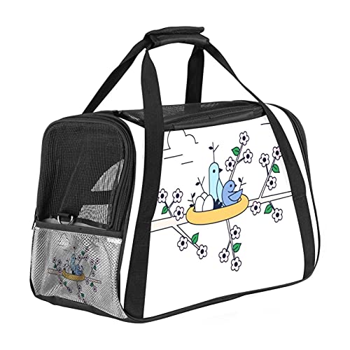 Tragbare Haustier-Reisetasche, von Fluggesellschaften zugelassene Duffle-Taschen für Katzen, Hunde, Kaninchen mit weichen Seiten, weißer Vogel-Aufdruck von ZORE_FINE5