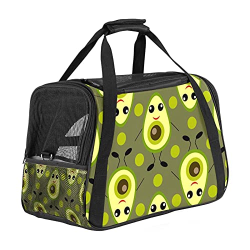 Tragbare Haustier-Reisetasche, von Fluggesellschaften zugelassene Duffle-Taschen für Katzen, Hunde, Kaninchen mit weichen Seiten Avocado-Muster Druck von ZORE_FINE5