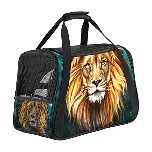 Tragbare Haustier-Reisetasche, von Fluggesellschaften zugelassene Duffle-Taschen für Katzen, Hunde, Kaninchen mit weichen Seiten Magic Lion Druck von ZORE_FINE5