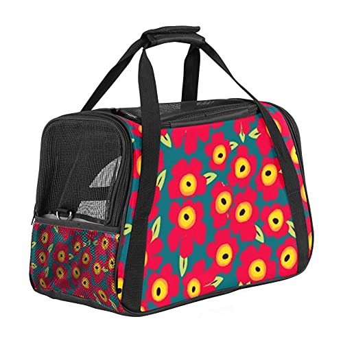 Tragbare Haustier-Reisetasche, von Fluggesellschaften zugelassene Duffle-Taschen für Katzen, Hunde, Kaninchen mit weichen Seiten und Blumen-Haarspangenmuster. von ZORE_FINE5