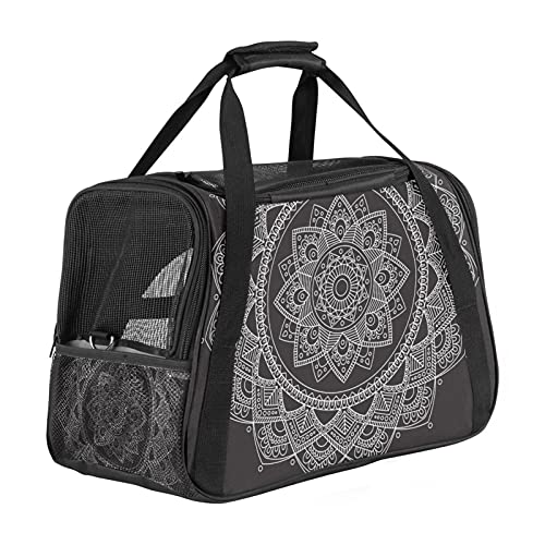 Tragbare Haustier-Reisetasche, von Fluggesellschaften zugelassene Reisetasche für Katzen, Hunde, Kaninchen, mit weichen Seiten, indisches Mandala, psychedelischer Henna-Druck von ZORE_FINE5