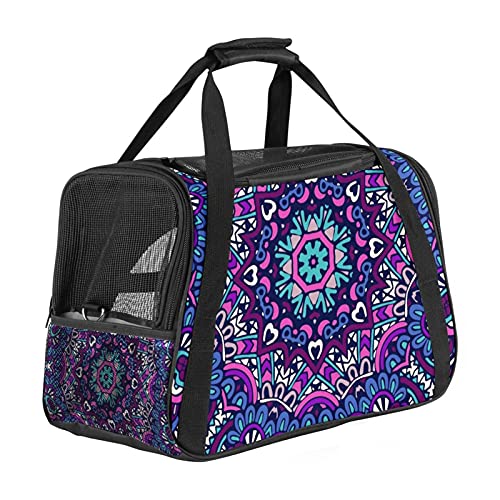 Tragbare Haustier-Reisetasche, von Fluggesellschaften zugelassene Seesack für Katzen, Hunde, Kaninchen, mit weichen Seiten, dunkles Mandala-Blumenmuster von ZORE_FINE5