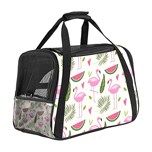 Tragbare Haustier-Reisetasche, von Fluggesellschaften zugelassene Seesack für Katzen, Hunde, Kaninchen mit weichen Seiten, Flamingosommer-Muster, Wassermelonen-Druck von ZORE_FINE5