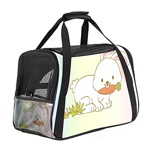 Tragbare Haustier-Reisetasche, von Fluggesellschaften zugelassene Seesack für Katzen, Hunde, Kaninchen mit weichen Seiten, Regenbogenfarben und Karottendruck von ZORE_FINE5